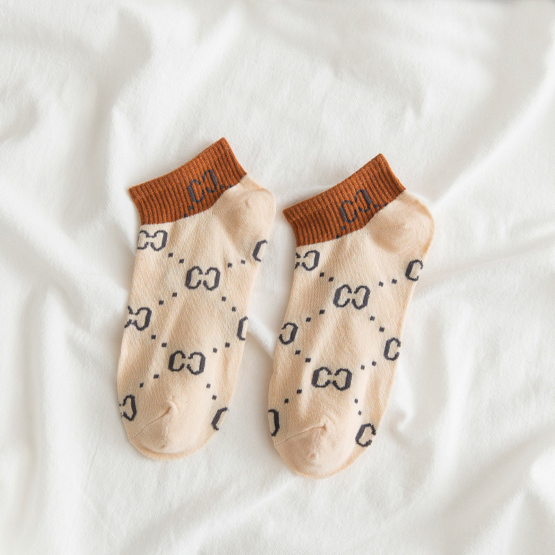 Female Socks Letters Cotton Socks Spring Fashion Sports Socks Shallow Mouth